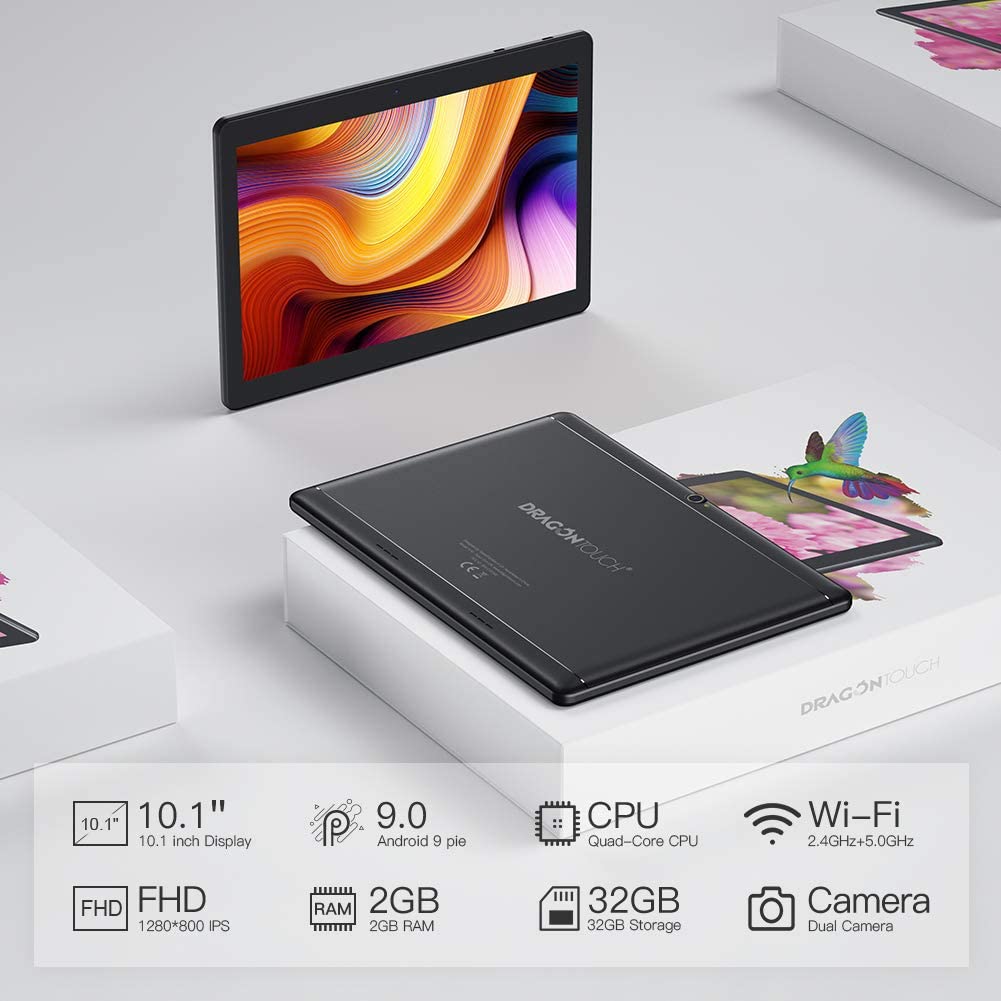 Dragon Touch Notepad K10 Tablet, 10 inch Android Tablet, 2GB RAM 32GB Storage, Quad-Core Processor, 10.1 IPS HD Display, Micro HDMI, Android 9.0 Pie, 5G WiFi, Metal Body Black Dragon Touch Notepad K10 Tablet, 10 inch Android Tablet, 2GB RAM 32GB Storage, Quad-Core Processor, 10.1 IPS HD Display, Micro HDMI, Android 9.0 Pie, 5G WiFi, Metal Body Black